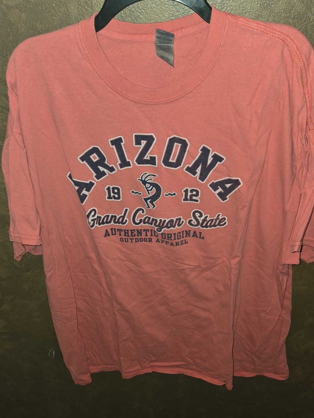 Gildan Coral Pink Arizona Grand Canyon State Tee with Navy Print